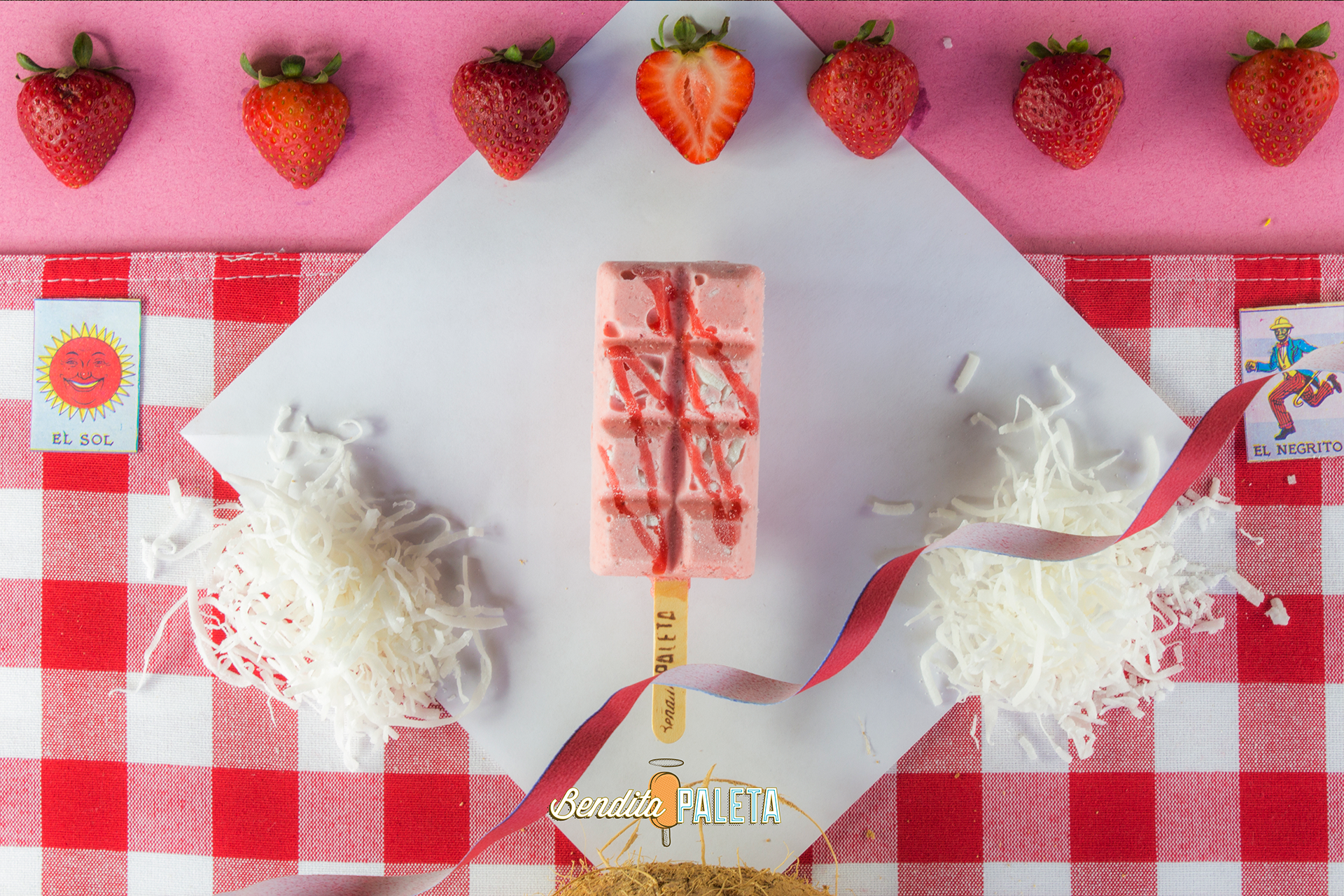Bendita Paleta Vegana Fresa Coco